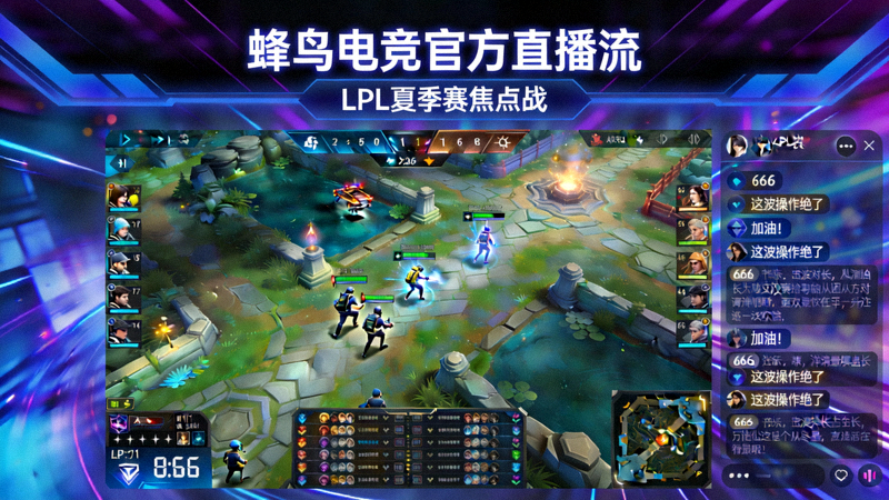 蜂鸟电竞官方直播流：LPL夏季赛焦点战实时直播画面与弹幕互动区